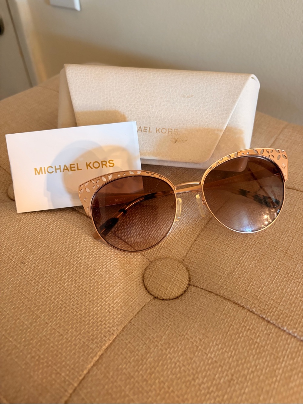 Michael Kors Rose Gold Cat Eye Sunglasses with Brown Lenses - Picture 2 of 4